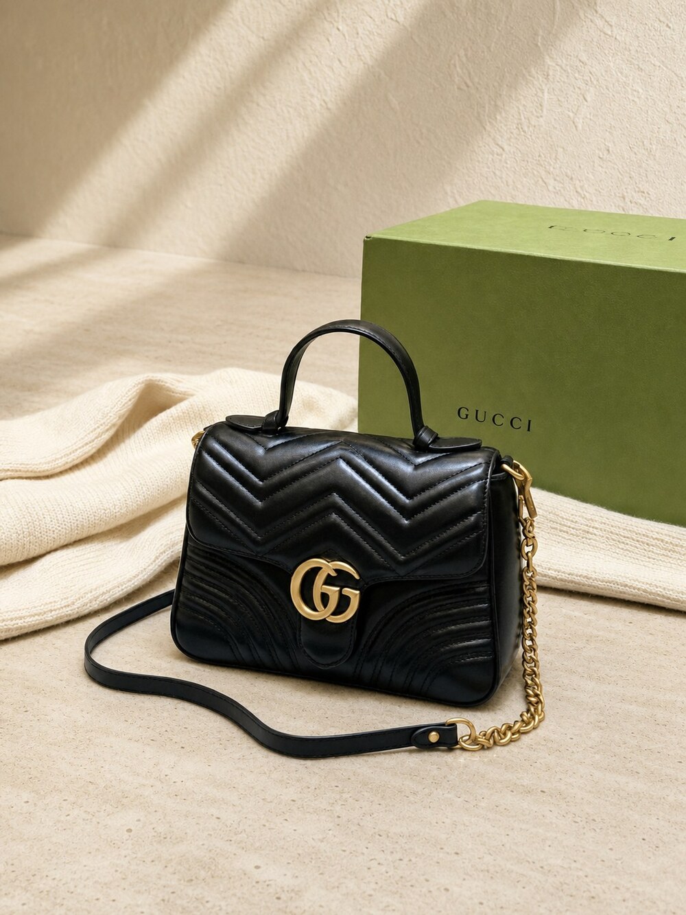 Medium Matelassé Leather Top Handle Handbag | Gucci GG Marmont